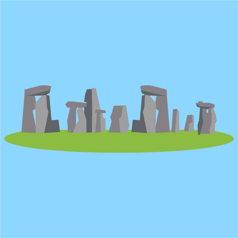 different monuments blue background featuring iconic stone structures for educational purposes