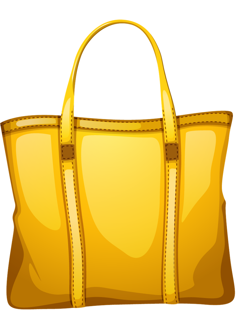 different of handbags illustration featuring a stylish yellow tote bag design for trendy occasions