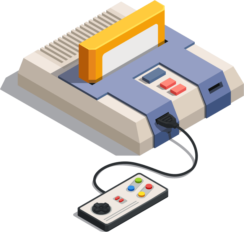 different retro gadgets isometric icons with computer player recorder console phone camera is