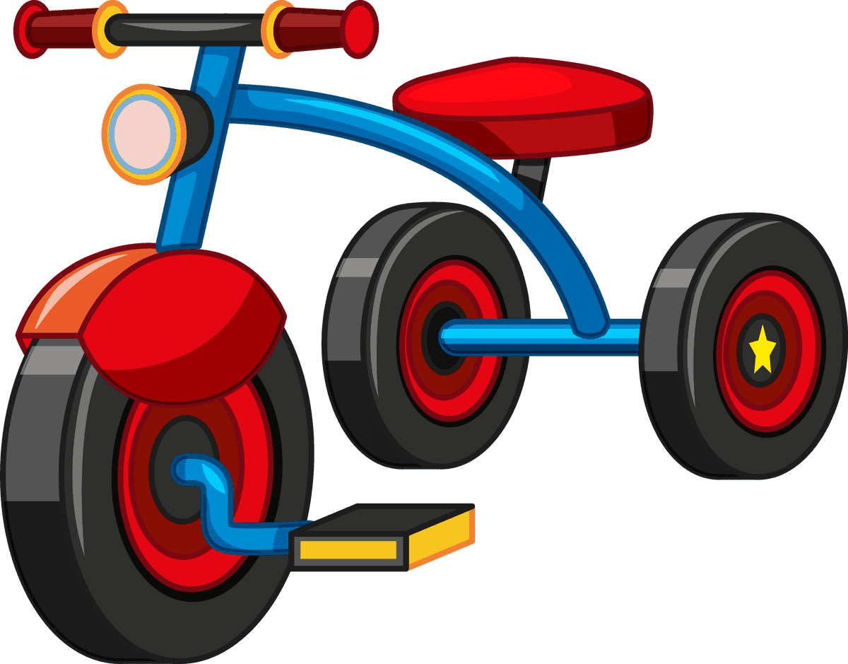 simple kid toys clipart featuring a colorful tricycle for children’s playful adventures