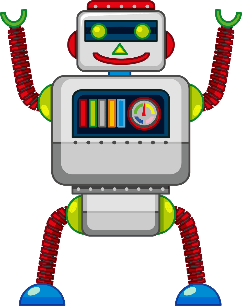 simple kid toys clipart featuring a cheerful vintage robot for playful art projects