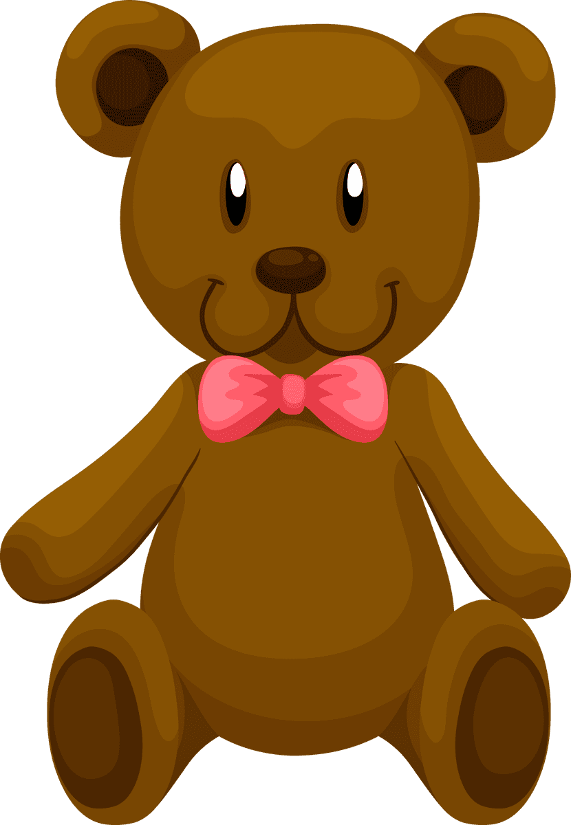 simple kid toys clipart featuring a cute brown teddy bear with a bow tie