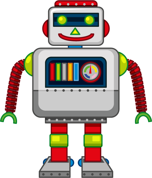 simple kid toys clipart featuring a cheerful retro robot character for playful designs