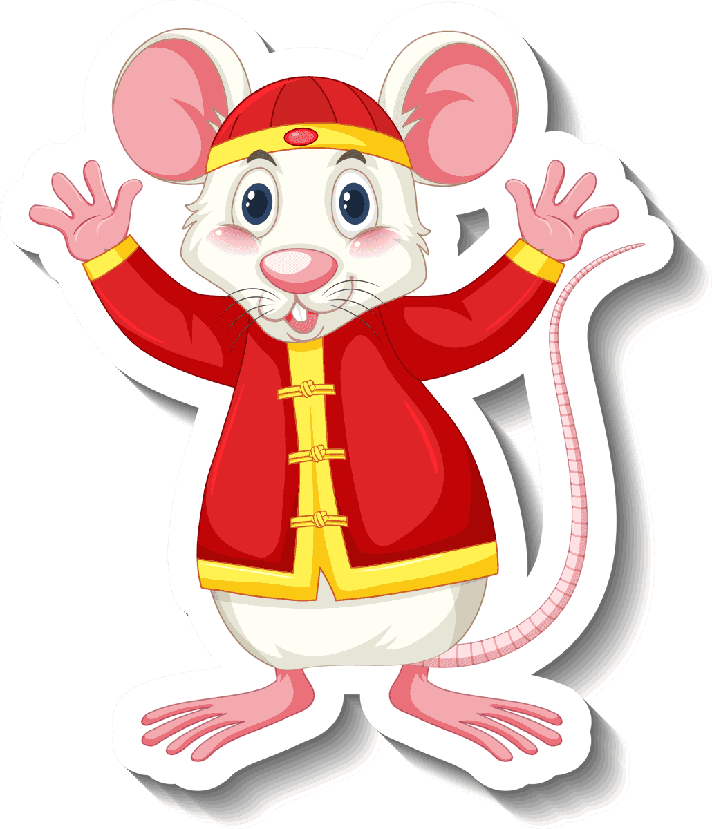 different traditional objects icon representing a cheerful mouse in festive attire for celebrations