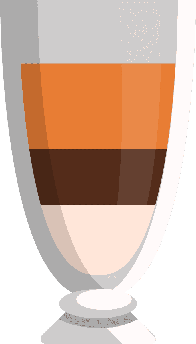 different types coffee illustration showcasing various layers and textures in a vibrant style