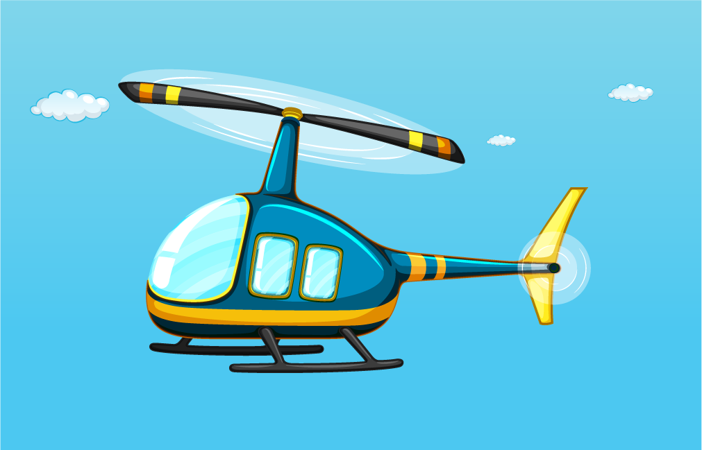 different types of aircrafts illustration featuring colorful helicopters and planes in fun style