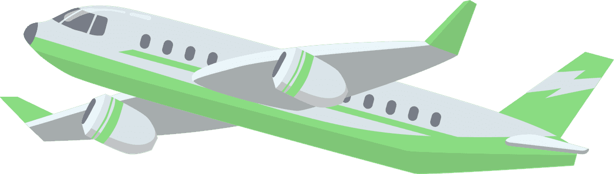 different views airplane set with clean lines and vibrant colors for educational use