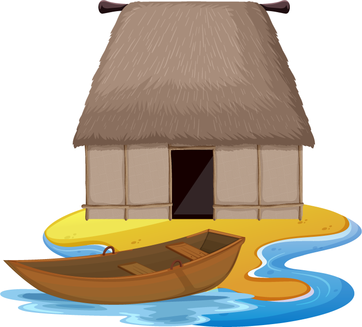 asian thatched house wooden house clipart