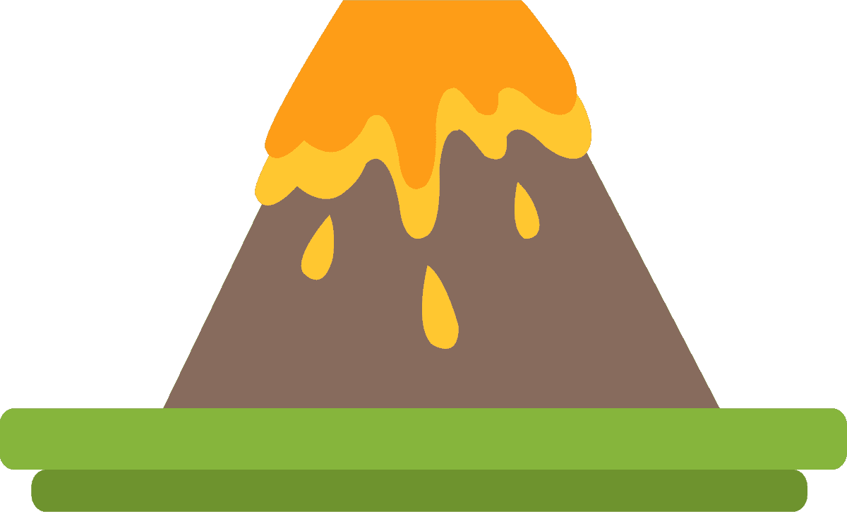 flat disaster damage elements illustration of a volcano eruption with lava flow