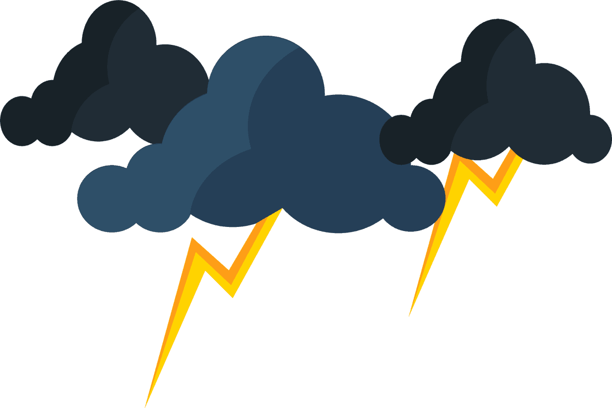 flat disaster damage elements illustration showcasing storm clouds and lightning effects for creative projects