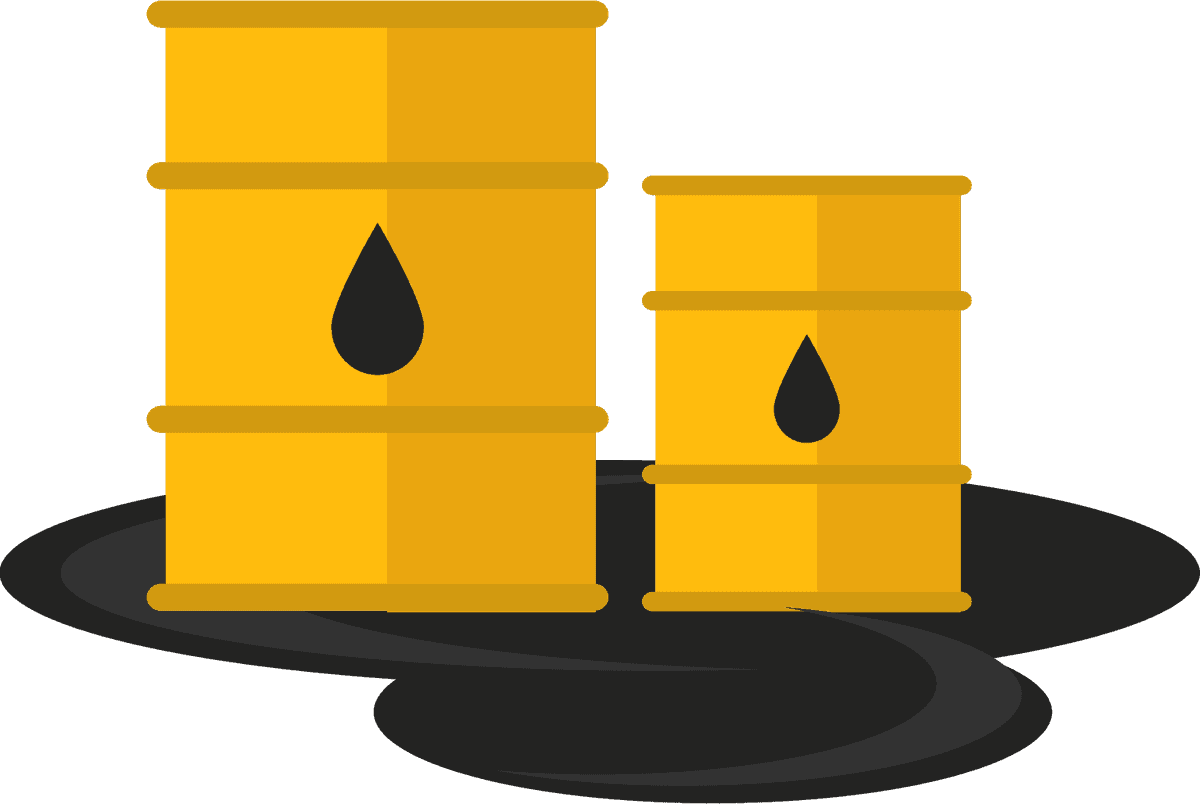 flat disaster damage elements illustration featuring oil barrels and spill for environmental awareness