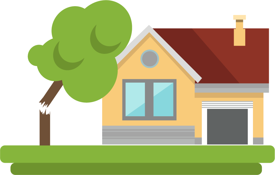 flat disaster damage elements illustration showcasing home destruction and recovery scenarios