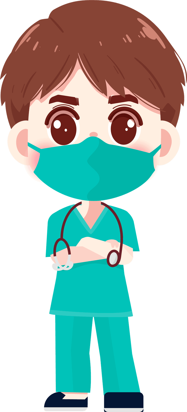 doctor nurse professional team health medical set hand drawn cartoon art illustration