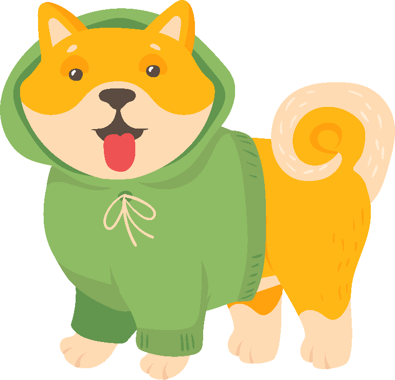 adorable dog funny akita puppy set dressed in stylish green hoodie