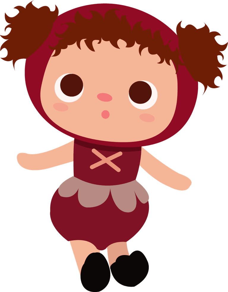 doll icons collection cute costumes colored cartoon 