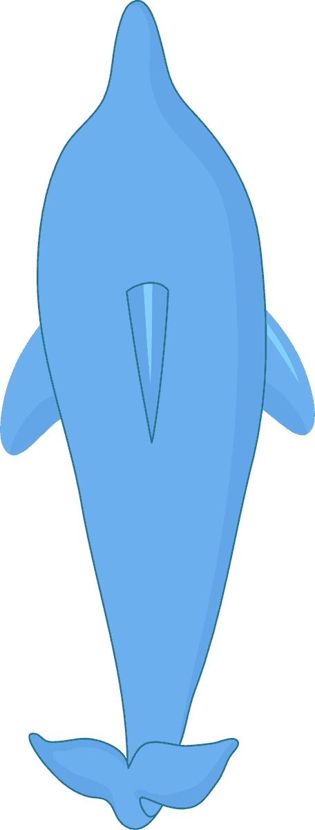 simple blue cartoon swimming dolphin perfect for children's educational materials and playful themes