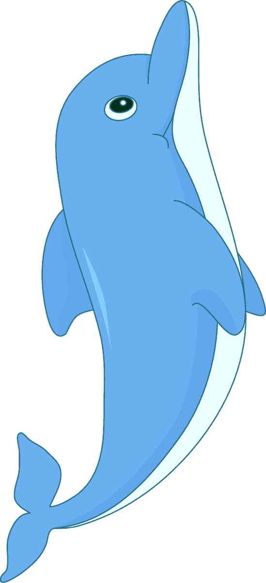 simple blue cartoon swimming dolphin perfect for fun children's illustrations and educational materials