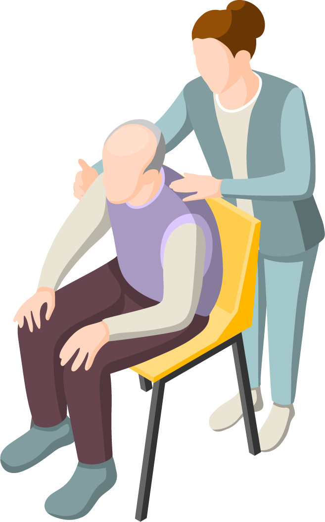 domestic servant isometric characters assisting elderly with care and comfort in home environment