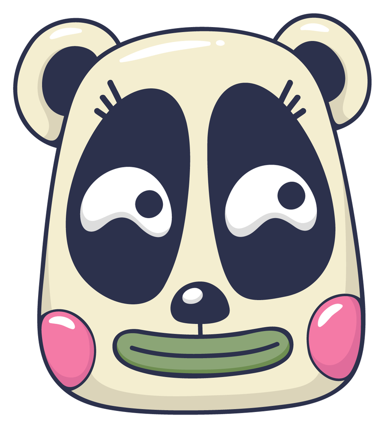 doodle flat trendy cartoon element of a playful panda face for kids' projects