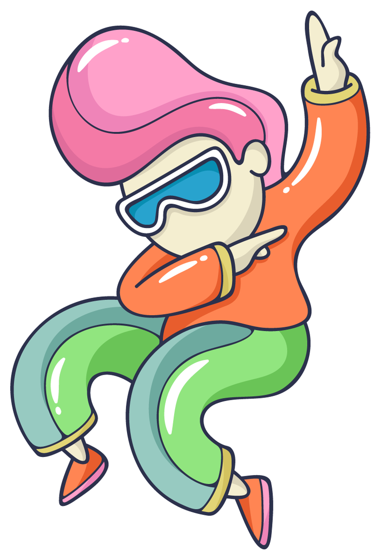 doodle flat trendy cartoon element of a funky dancer in vibrant colors