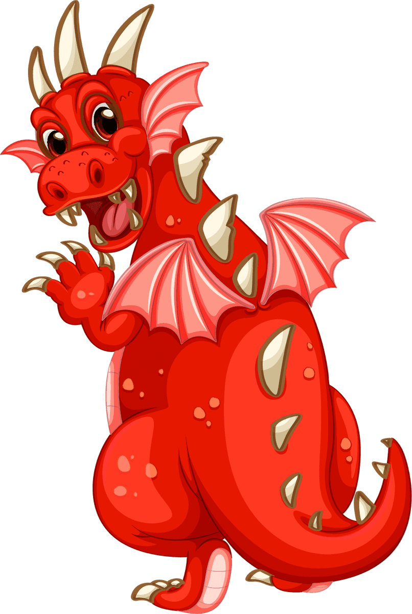 charming dragon set medieval character with playful expression for fantasy adventures