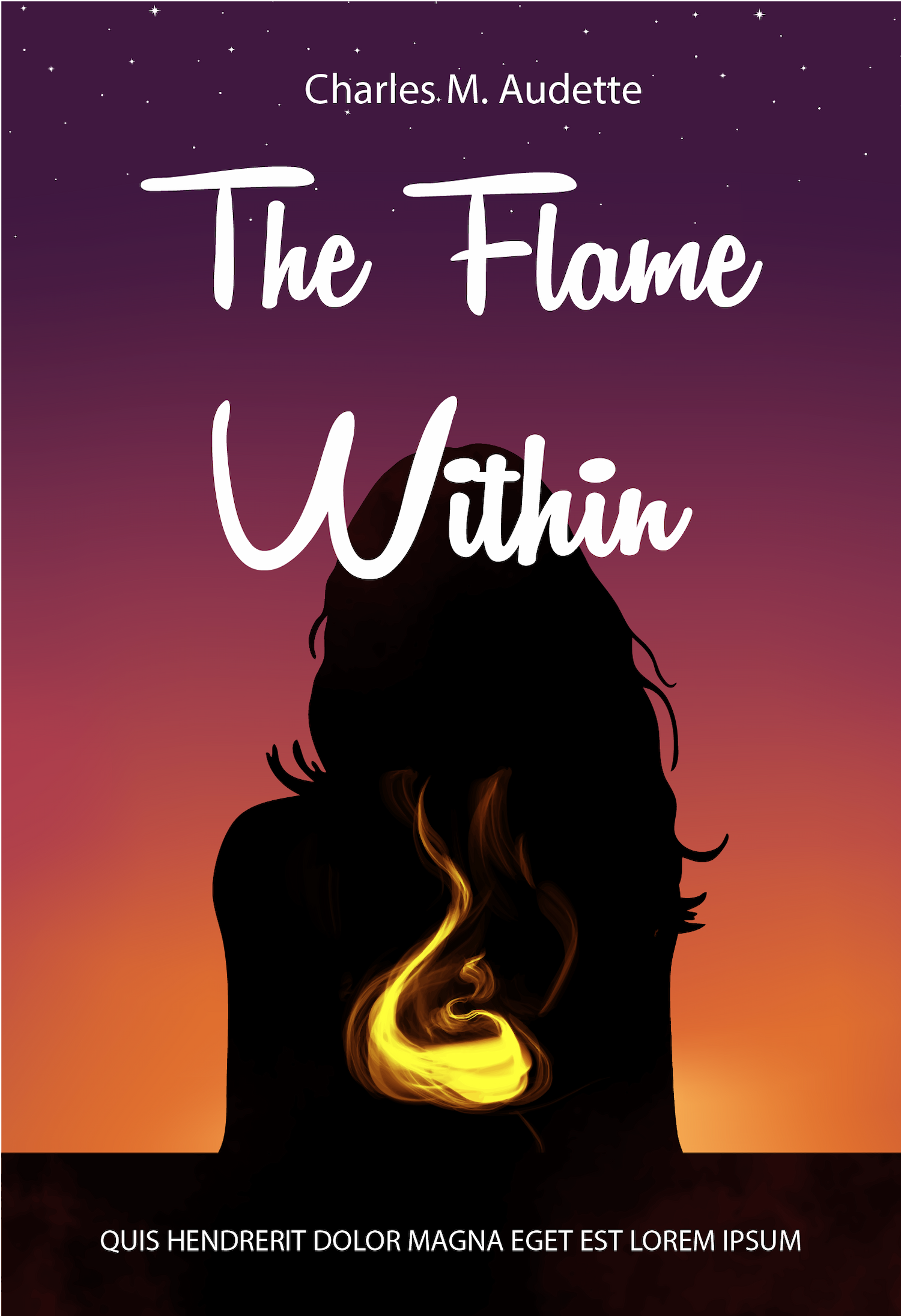 dramatic book cover design with flame