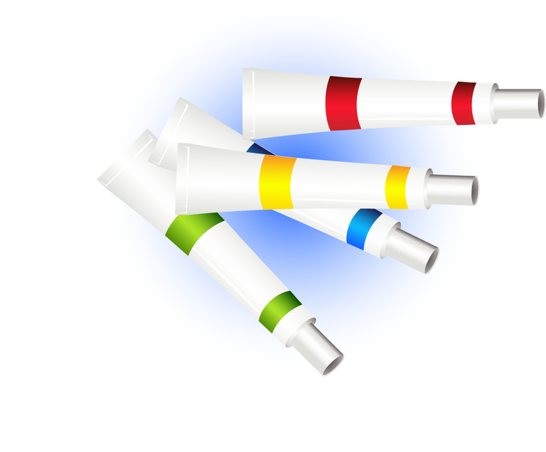 simple drawing tools illustration featuring colorful paint tubes for creative artists and hobbyists