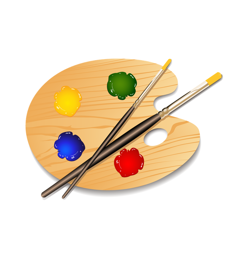 simple drawing tools illustration featuring a painter's palette and brushes for art enthusiasts