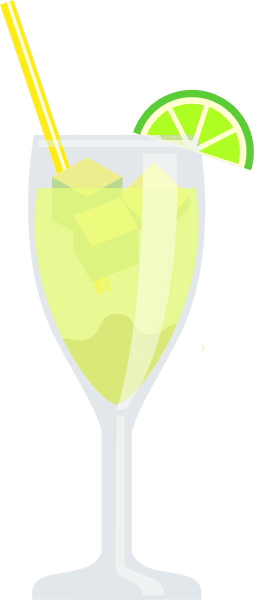 refreshing drink icons flat illustration with lime and straw for summer parties