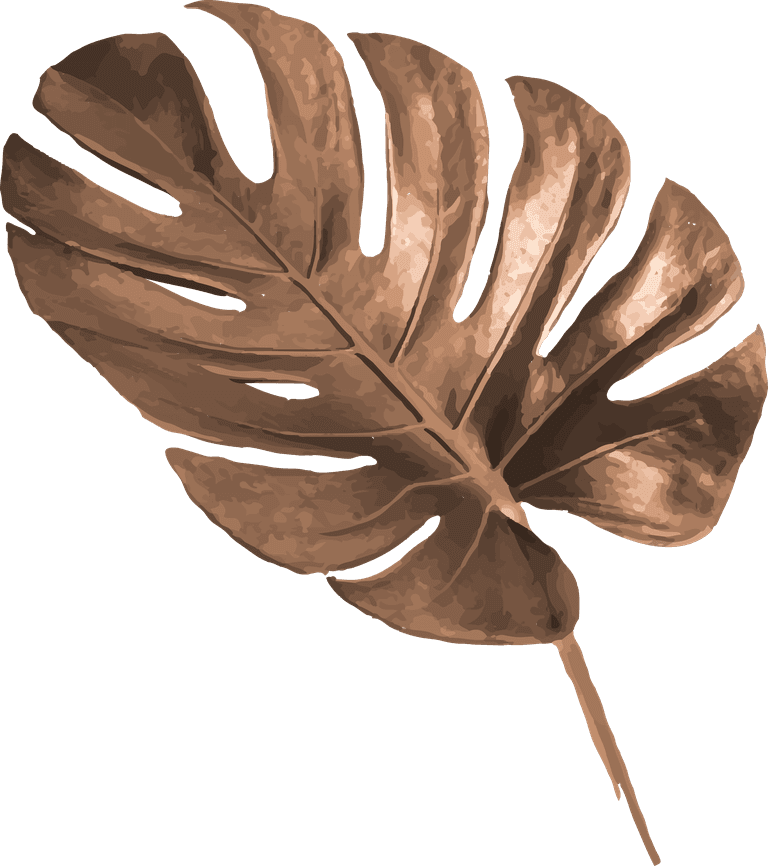 dry leaves metallic tropical leaf element set vector