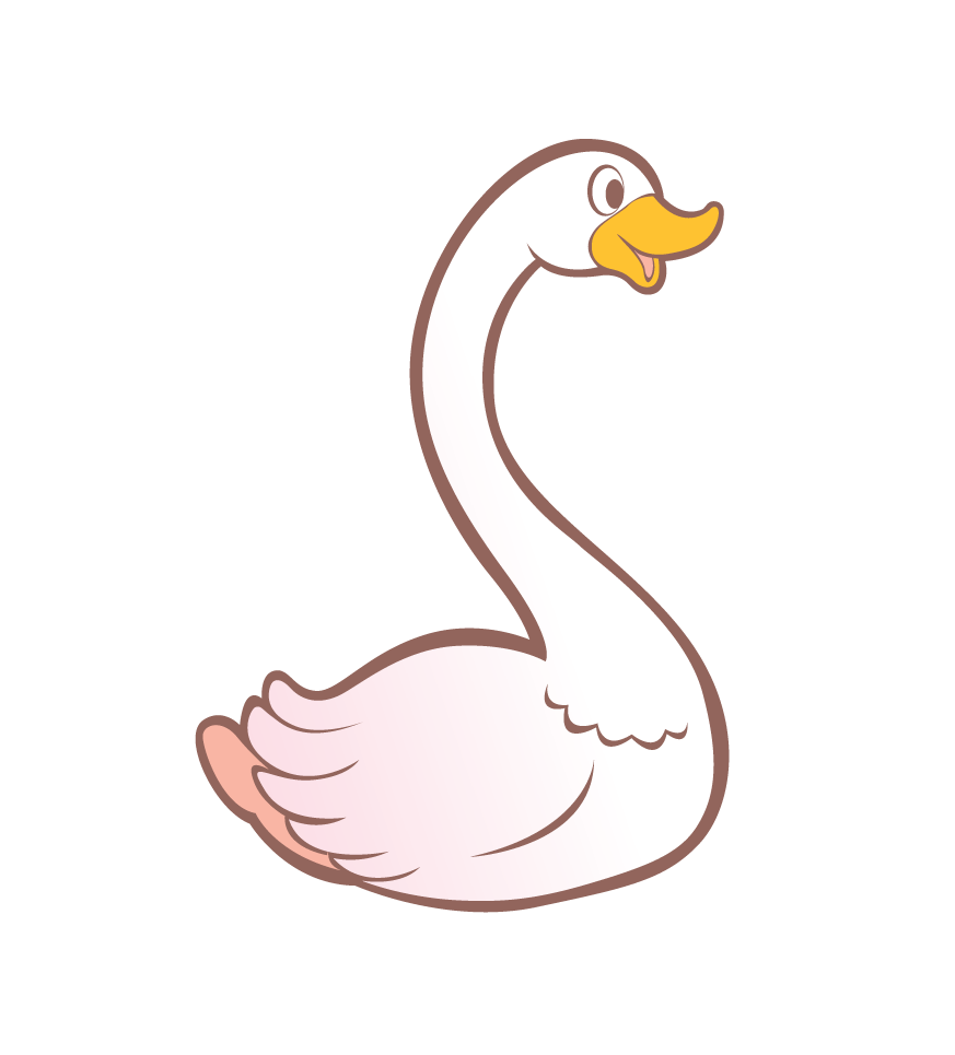 Cartoon swan clipart on white background 