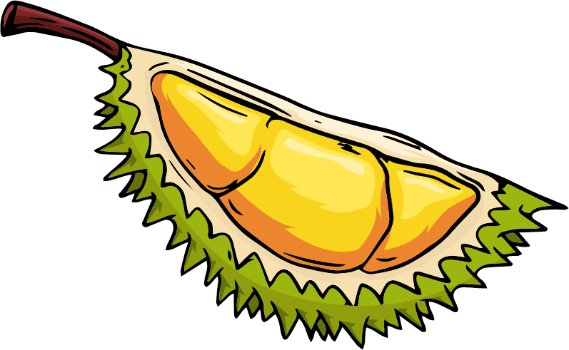 durian fruit icons colored classic handdrawn sketch