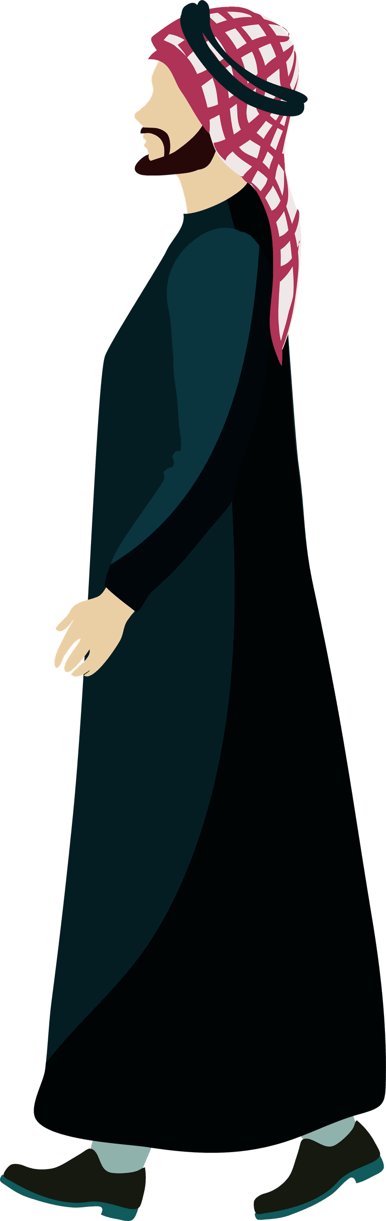 eastern walking man flat illustration