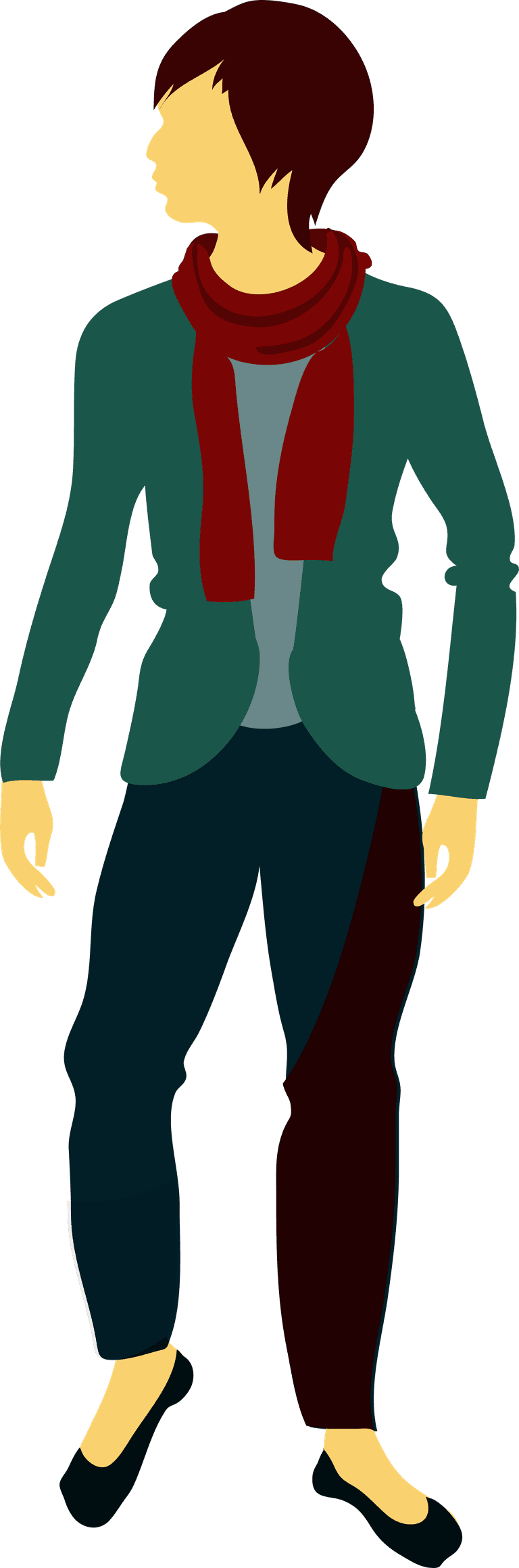 eastern walking man flat illustration