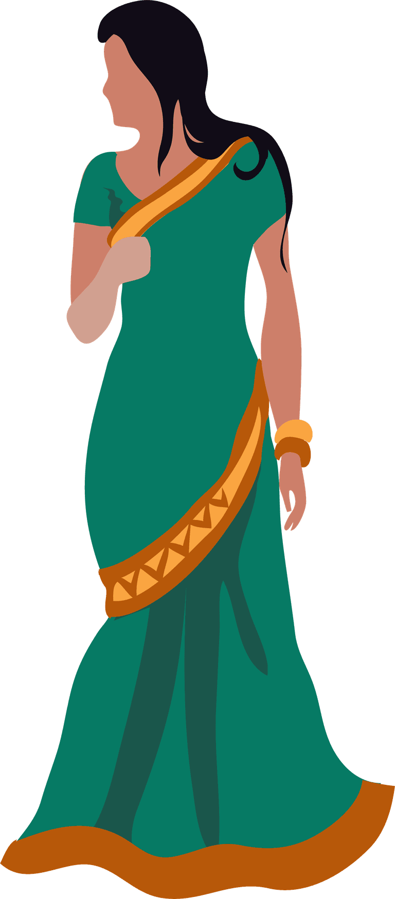 eastern woman with different pose flat illustration