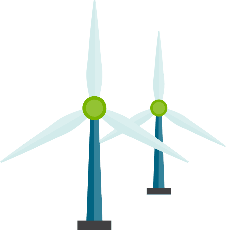 eco energy flat icons showcasing renewable wind turbines for sustainable power solutions