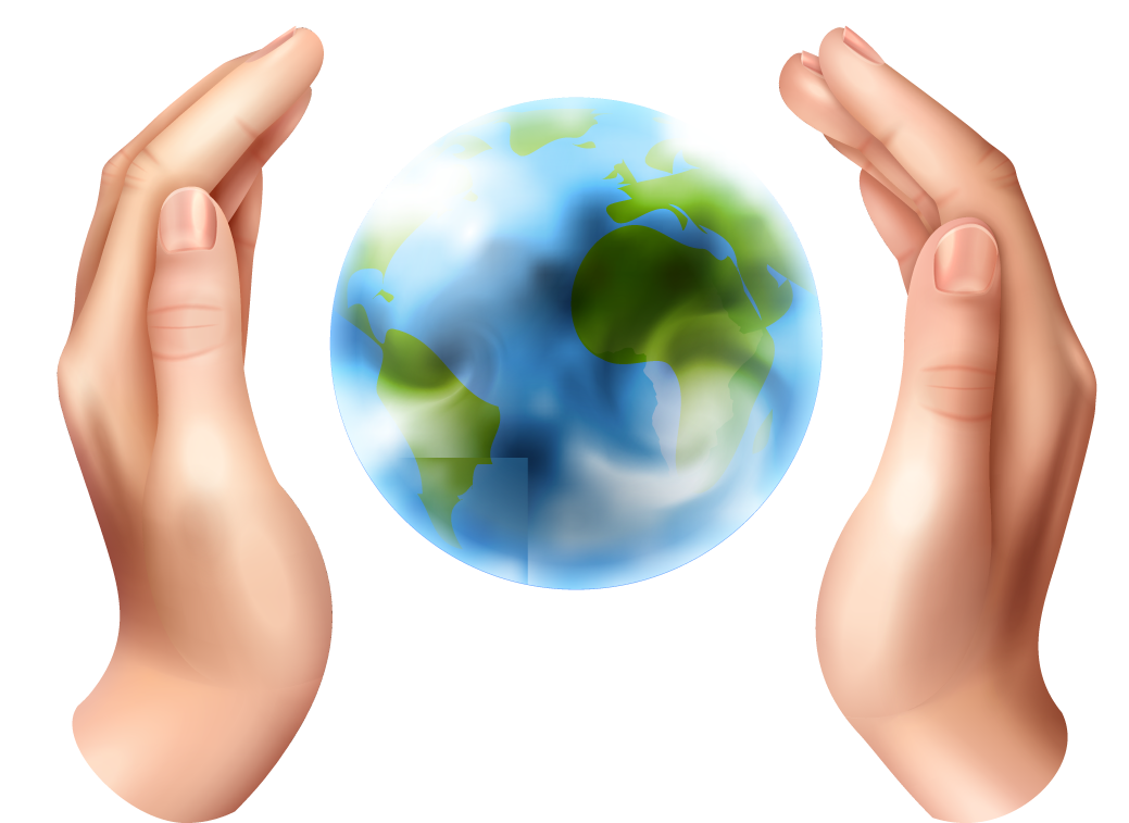ecology symbols with realistic hands promoting environmental awareness and sustainability