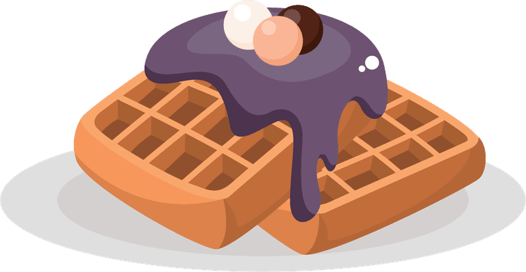 egg tarts waffles with different topping great for icons on transparent