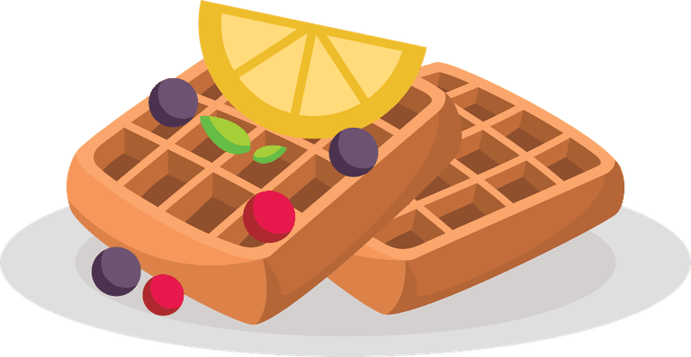 egg tarts waffles with different topping great for icons on transparent