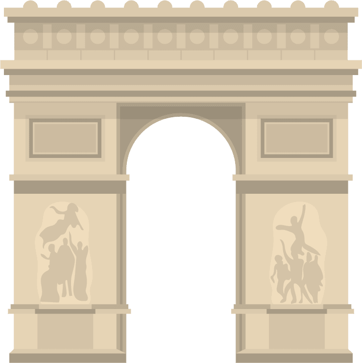 egypt archway france icons set