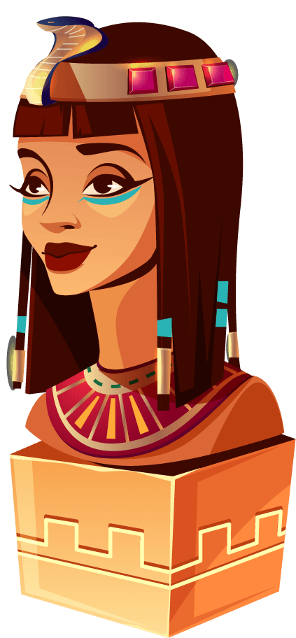 egyptian queen statue egyptian cartoon set paleontologist archeologist characters