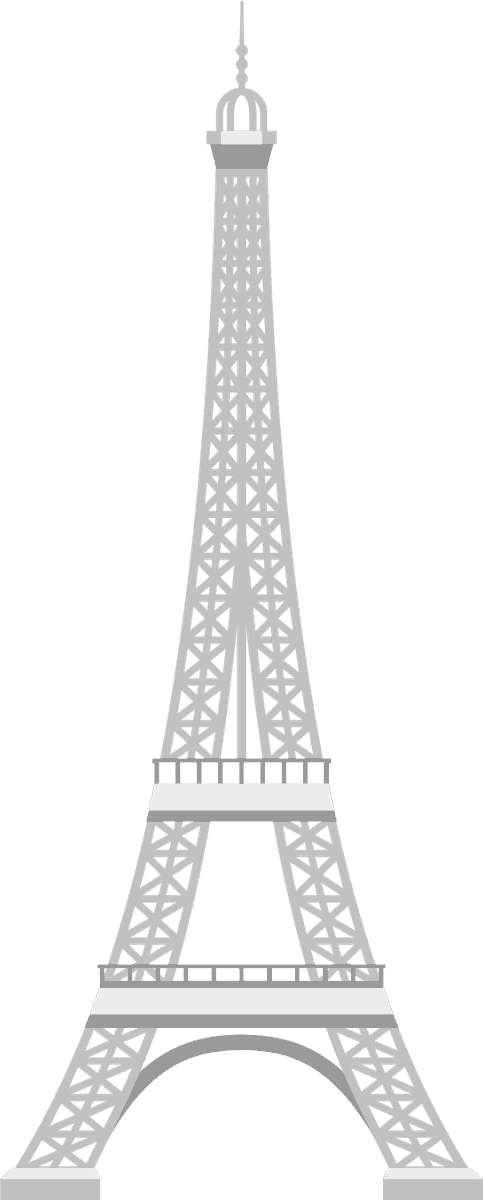 eiffel tower france icons set for travel, culture, and tourism applications
