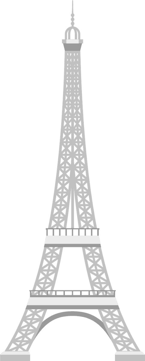 eiffel tower france icons set for travel, culture, and tourism applications