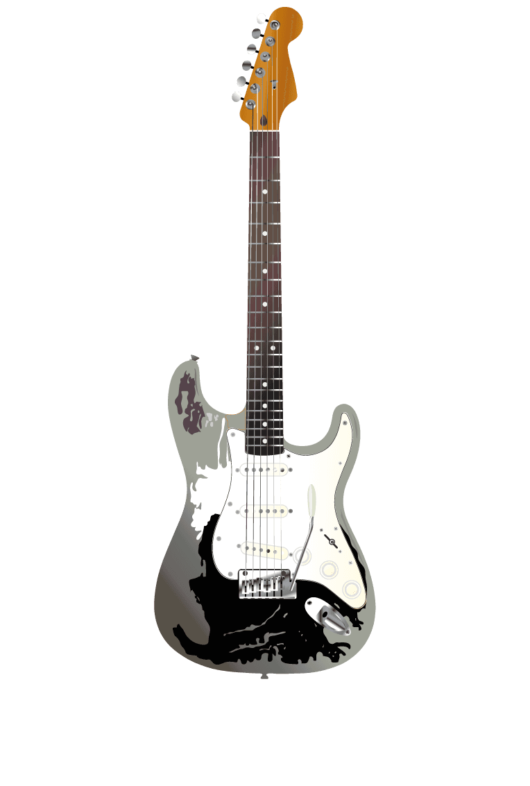 electric guitar musical equipment with unique artistic finish for rock and blues enthusiasts