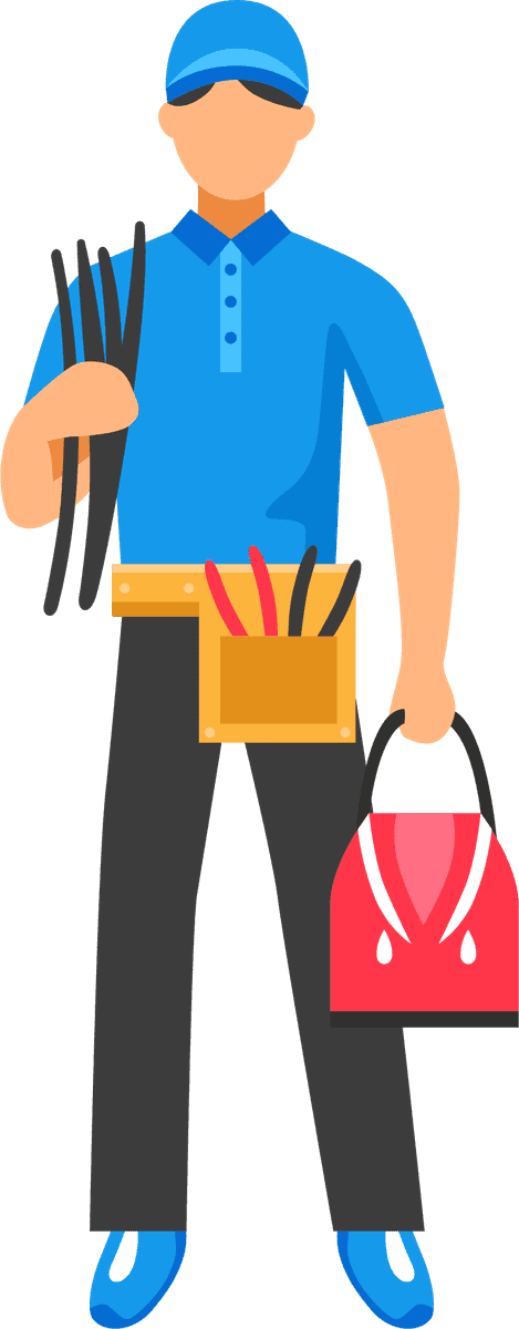 electric people decorative icons showcasing an electrician with tools for home improvement