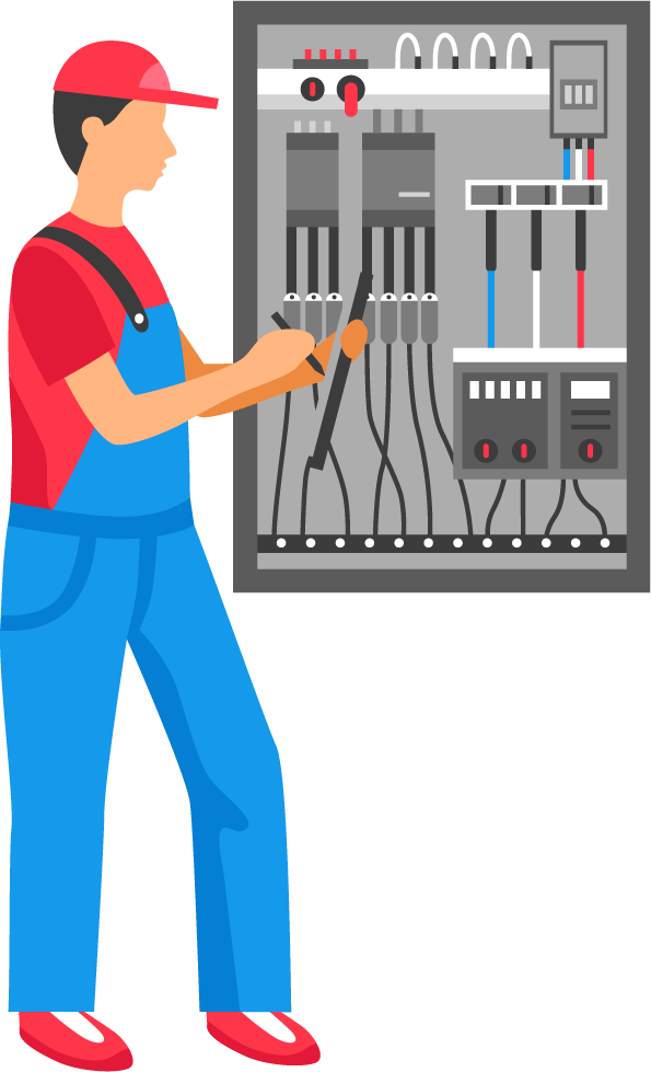 electric people decorative icons for electrical work and maintenance in modern settings