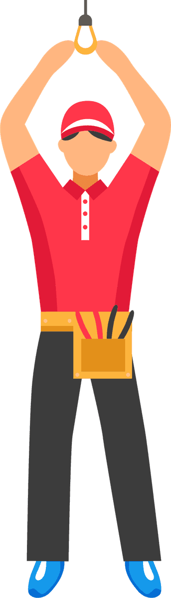 electric people decorative icons for electricians with tools and vibrant colors