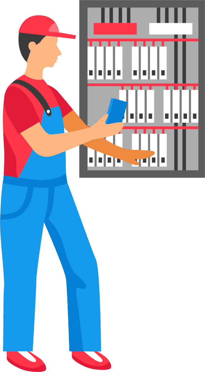 electric people decorative icons for storage management and organization tasks