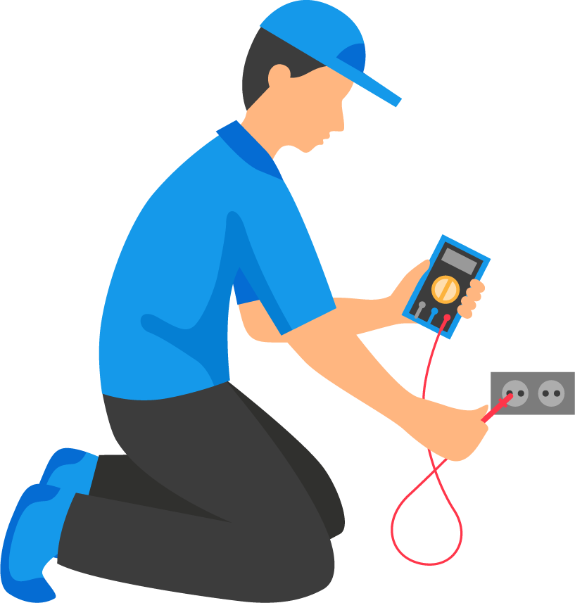 electric people decorative icons for technicians using tools in a modern style
