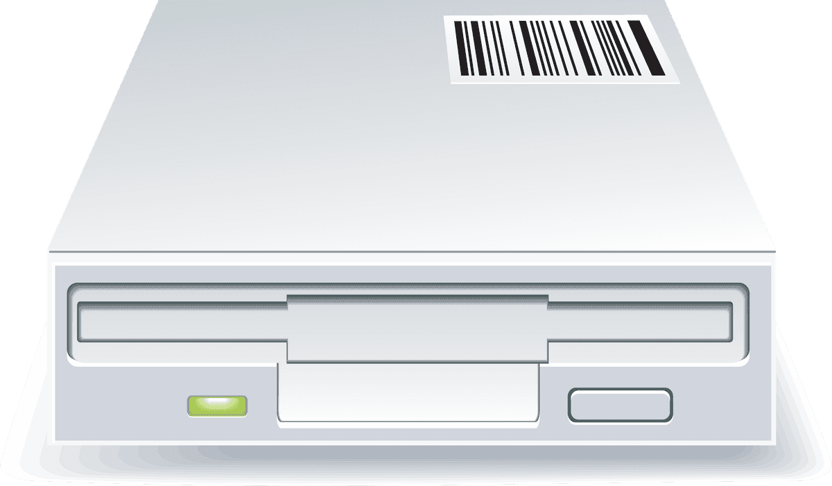 electronic computers technology icon vector featuring a minimalist optical drive for data storage